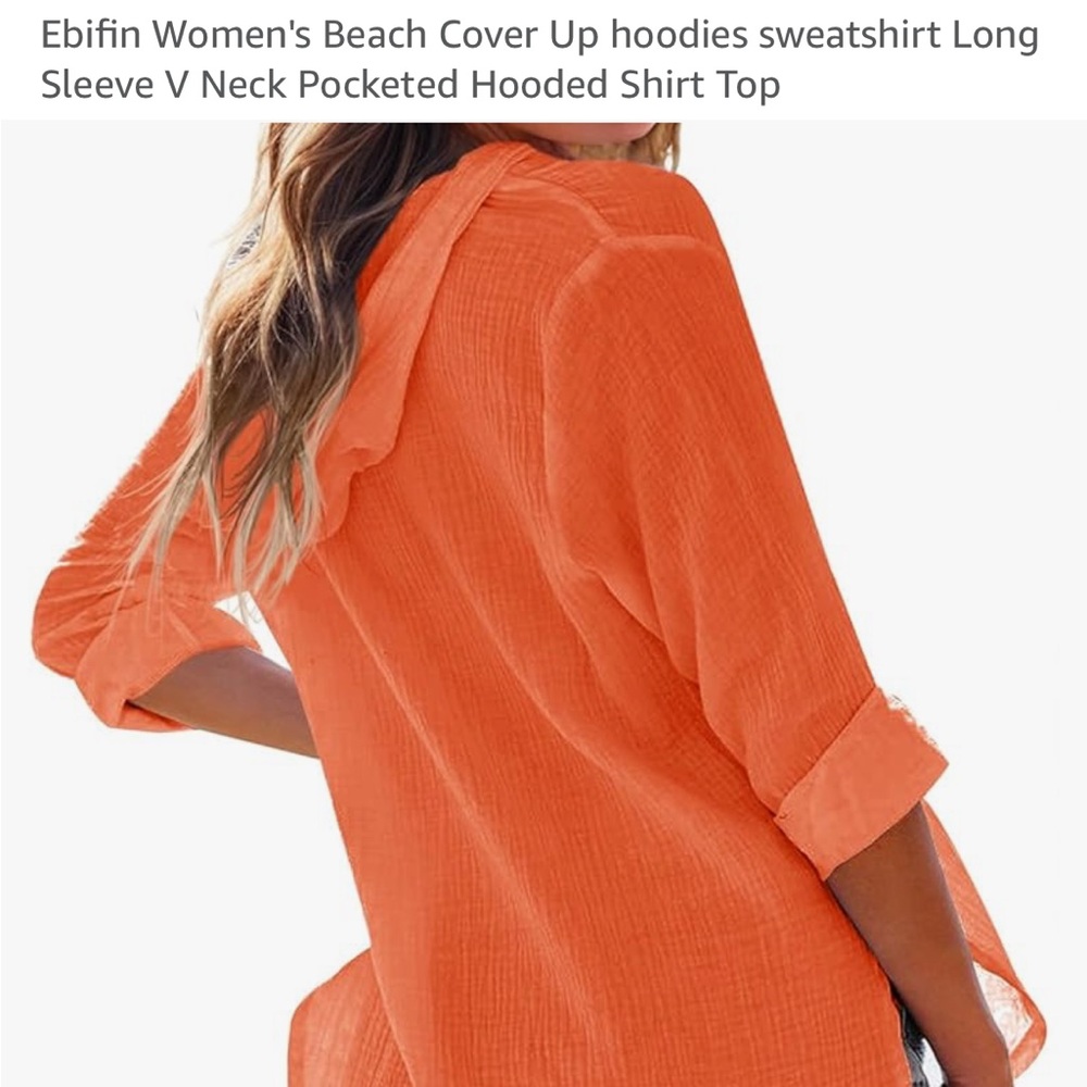 Women's Orange Hooded Swim Cover-Up.  NWOTs
